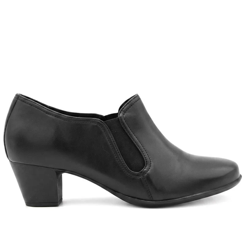 Leather Block Heel Slip On Shoe Boots - MAGNU44001 / 329 709 - Black