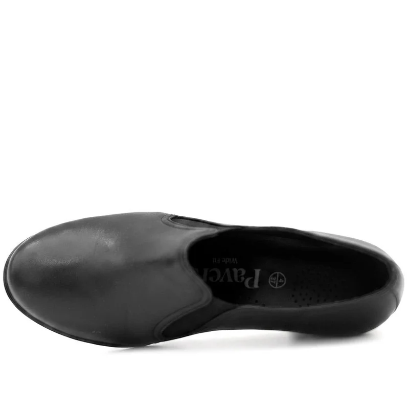 Leather Block Heel Slip On Shoe Boots - MAGNU44001 / 329 709 - Black
