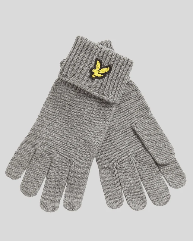 Lyle & Scott Baumwoll-Merino-Handschuhe | Mittelgrau meliert