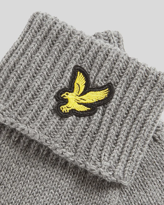 Lyle & Scott Baumwoll-Merino-Handschuhe | Mittelgrau meliert