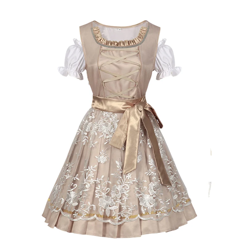 Elegantes Damen Beige Oktoberfest Dirndl Kleid - Clara