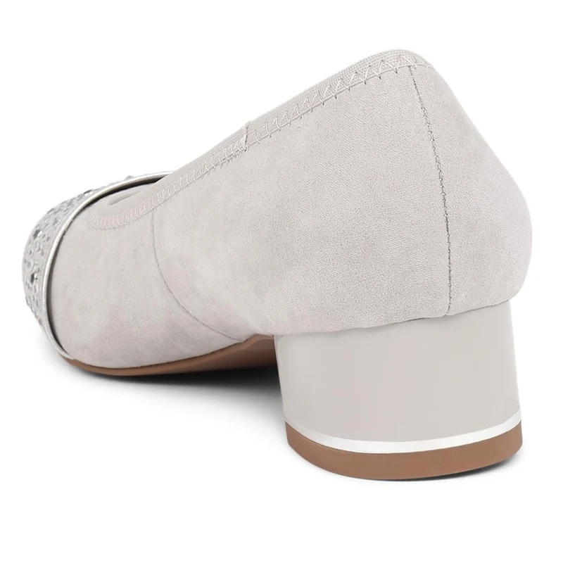 Block Heeled Court Shoes - PLAN36001 / 322 525 - Light Grey