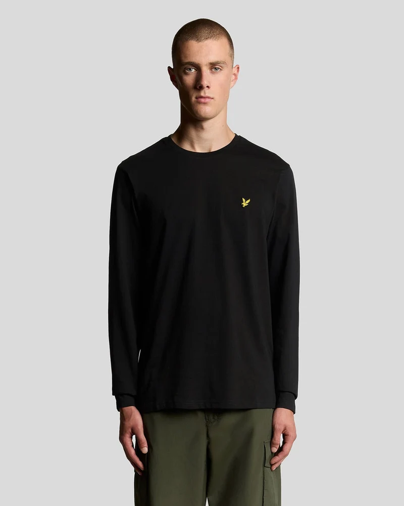 Lyle & Scott Herren-Langarm-T-Shirt aus Baumwolle | Tiefschwarz