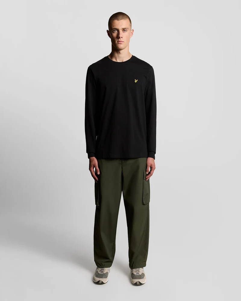 Lyle & Scott Herren-Langarm-T-Shirt aus Baumwolle | Tiefschwarz