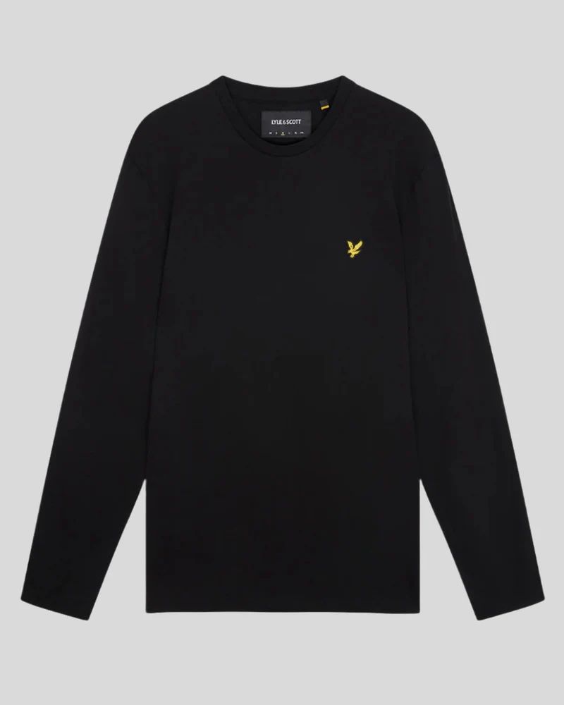 Lyle & Scott Herren-Langarm-T-Shirt aus Baumwolle | Tiefschwarz