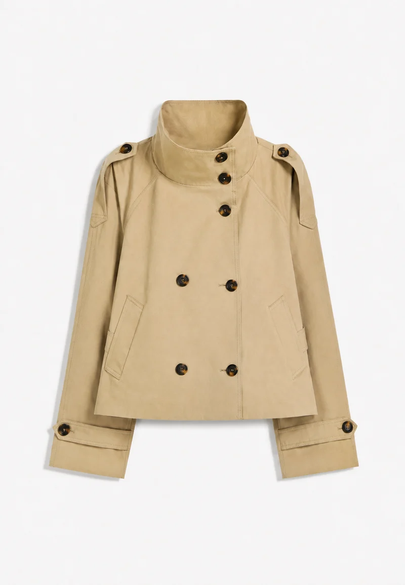 Damen-Trenchcoat mit hohem Kragen und Gürtel – Solène