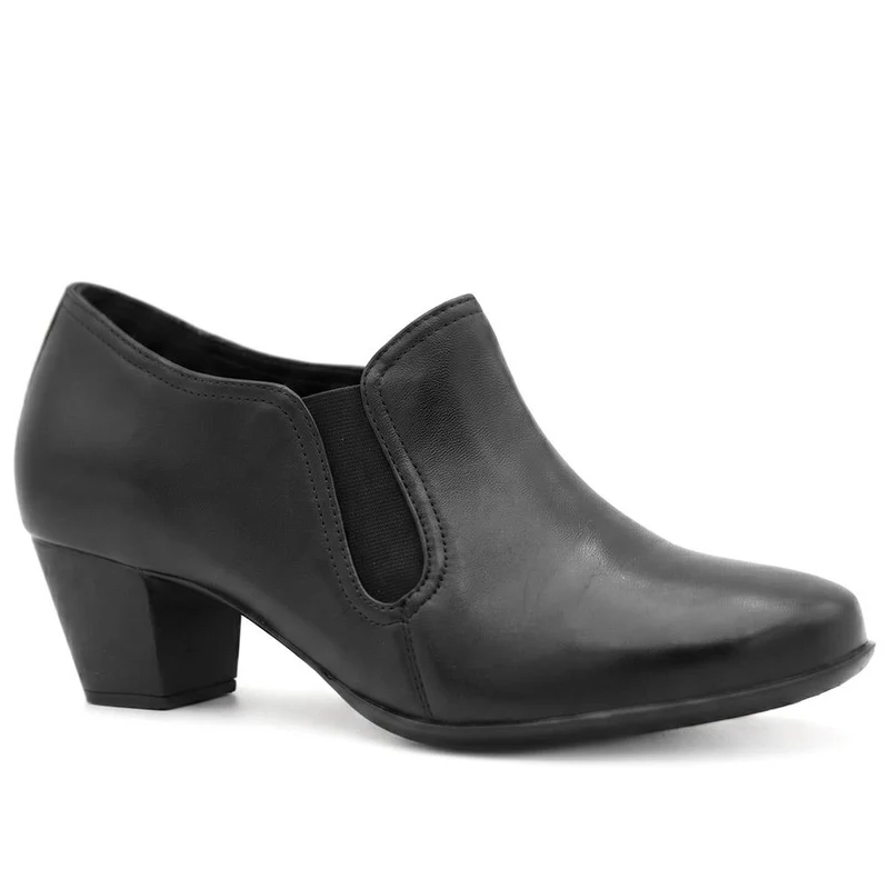 Wide Fit Leather Block Heel Shoe Boots - MAGNU44001W / 329 710