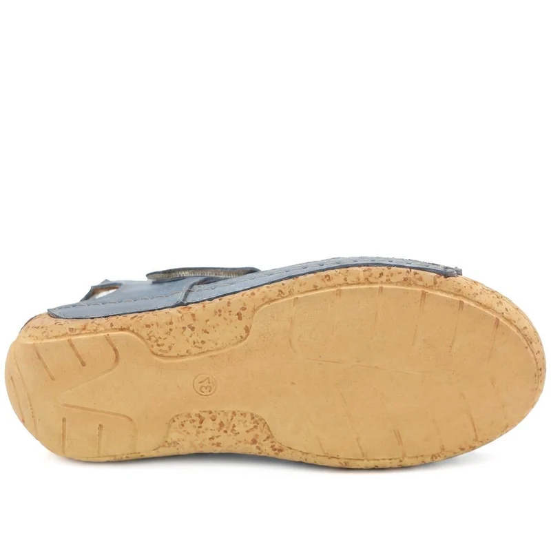 All Leather Adjustable Fasten Sandals - KARY43000 / 329 409 - Blue