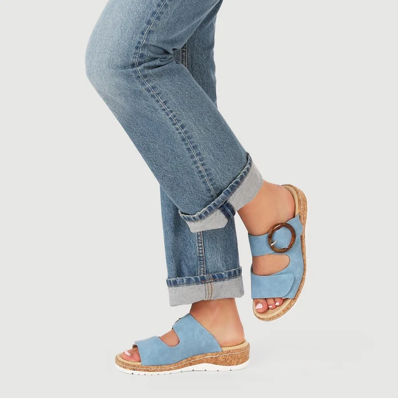 Wide Fit Dual-Fasten Mules - WBINS41103 / 327 398 - Blue