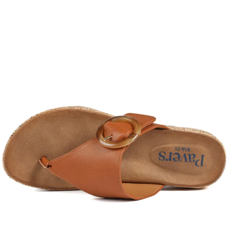 Wide Fit Comfort Toe Post Sandals - BAIZH43054 / 329 377 - Tan