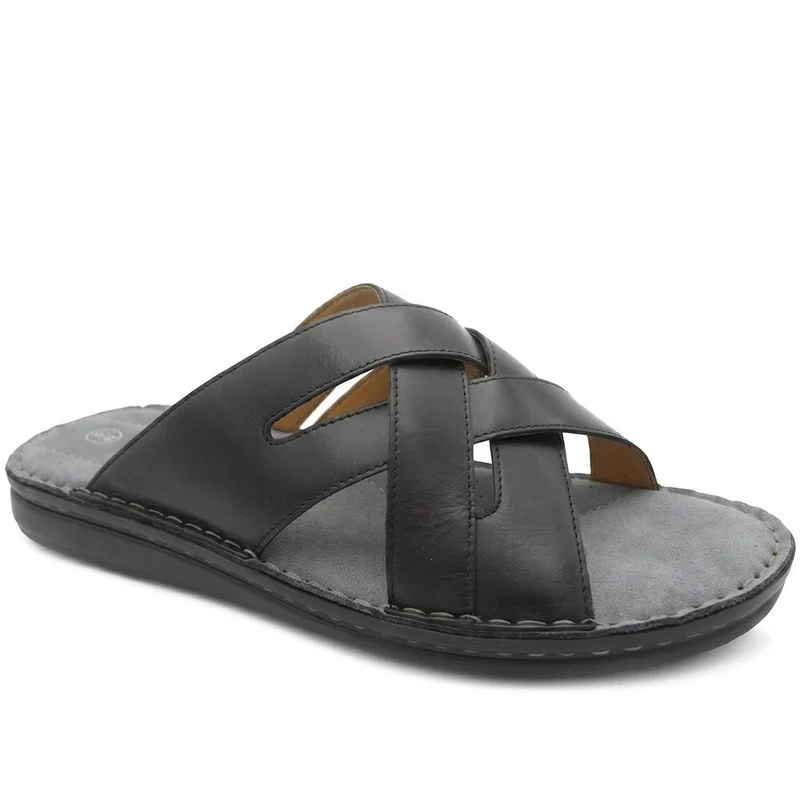 Leather Cushioned Slip On Sandals - FBFOO43002 / 329 502