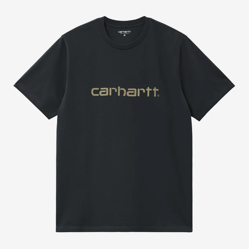Carhartt WIP Herren-T-Shirt mit Schriftzug | Tiefes Nachtblau / Zartes Grün