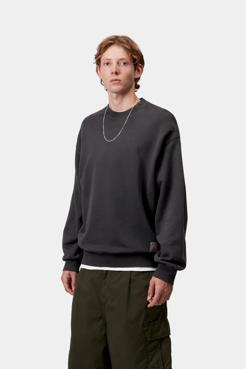 Carhartt WIP Herren Hudson Chalk Wash Sweat Top | Schwarz