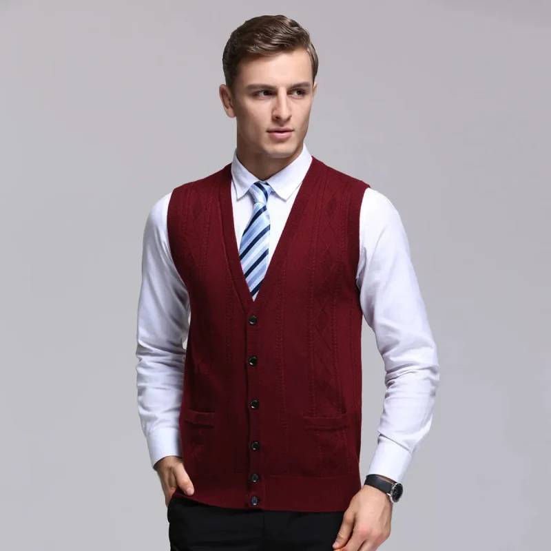 Herrenweste ärmellos, gerippt, formaler Stil - Edgar
