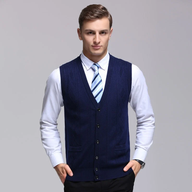 Herrenweste ärmellos, gerippt, formaler Stil - Edgar