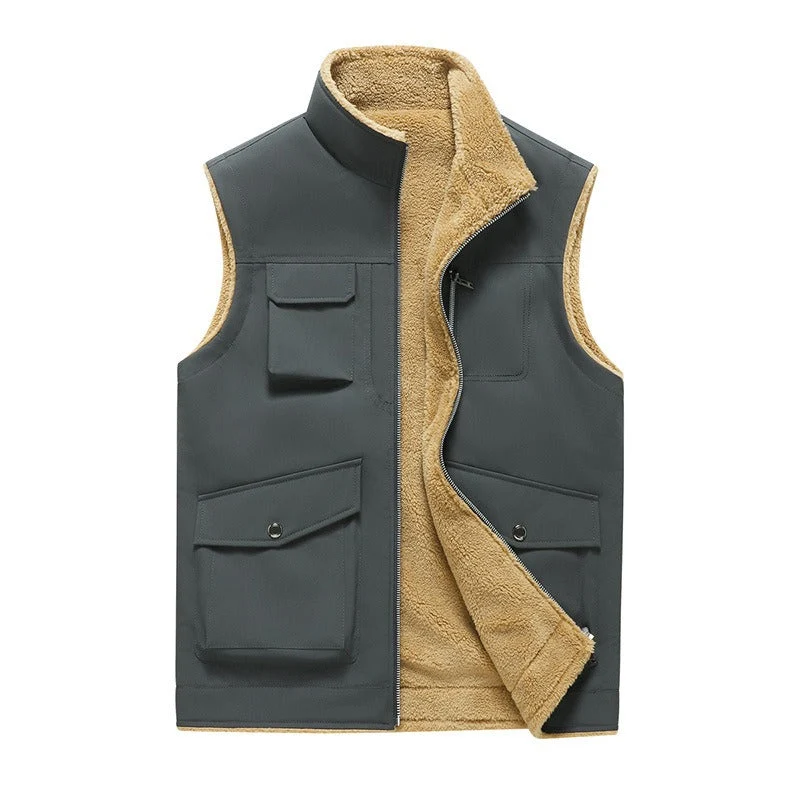 Fleecegefütterte Herrenweste mit mehreren Taschen im Outdoor-Stil - Owen