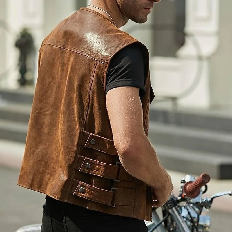 Herrenweste aus Kunstleder im Bikerstil - Ernesto