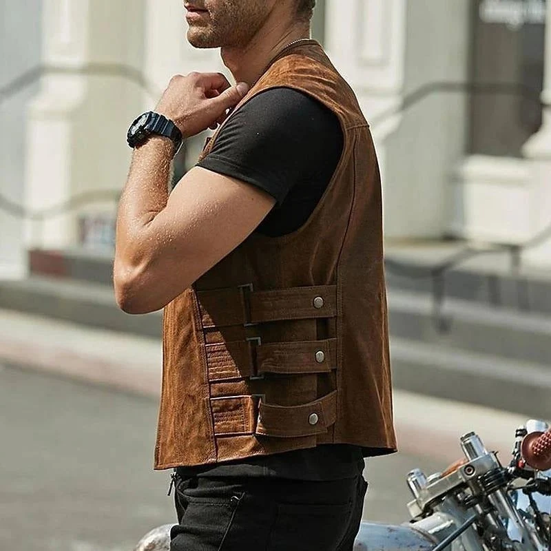 Herrenweste aus Kunstleder im Bikerstil - Ernesto