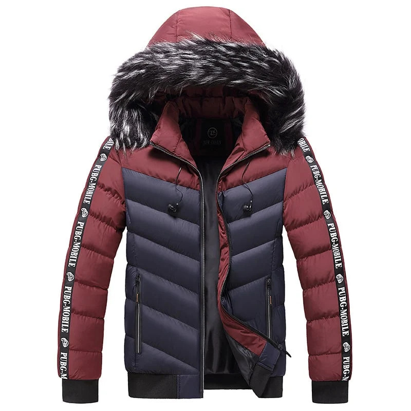 Herren Steppjacke mit Kunstfellkapuze - Elian