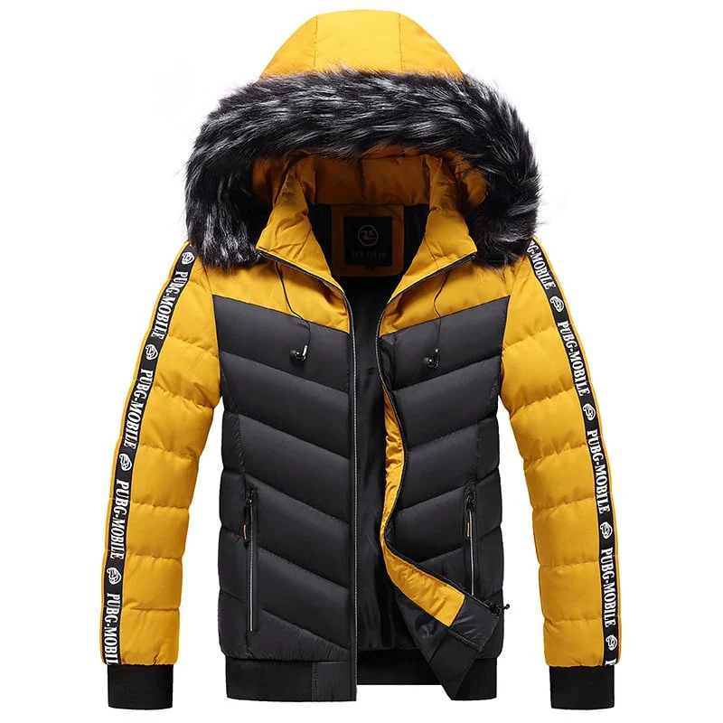 Herren Steppjacke mit Kunstfellkapuze - Elian