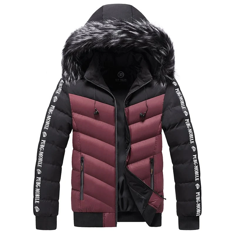 Herren Steppjacke mit Kunstfellkapuze - Elian