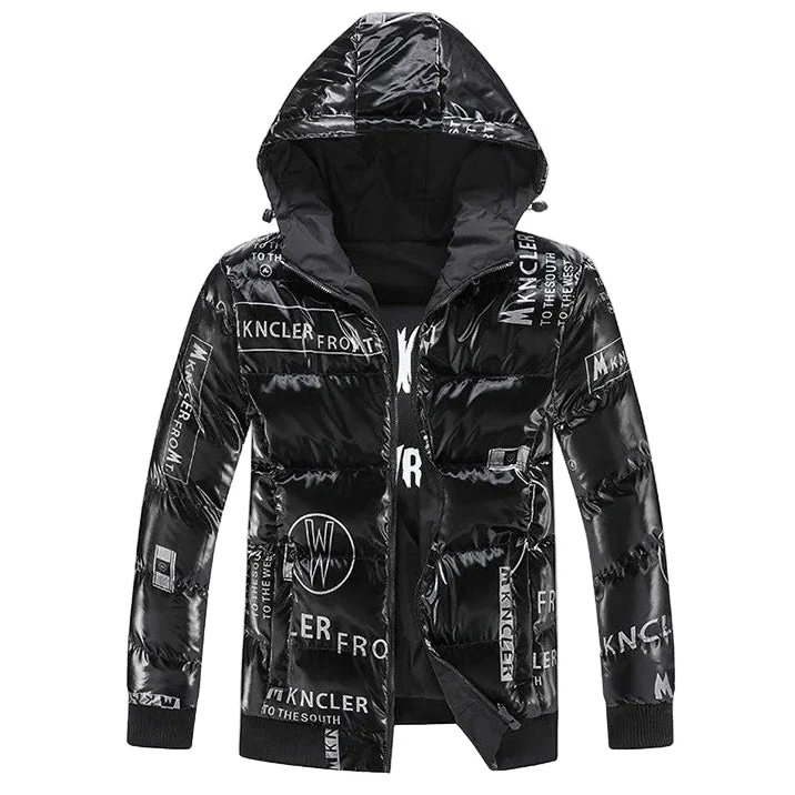 Steppjacke mit Kapuze in Vinyloptik für Männer - Lanuz