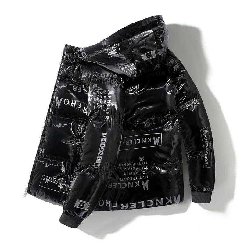 Steppjacke mit Kapuze in Vinyloptik für Männer - Lanuz
