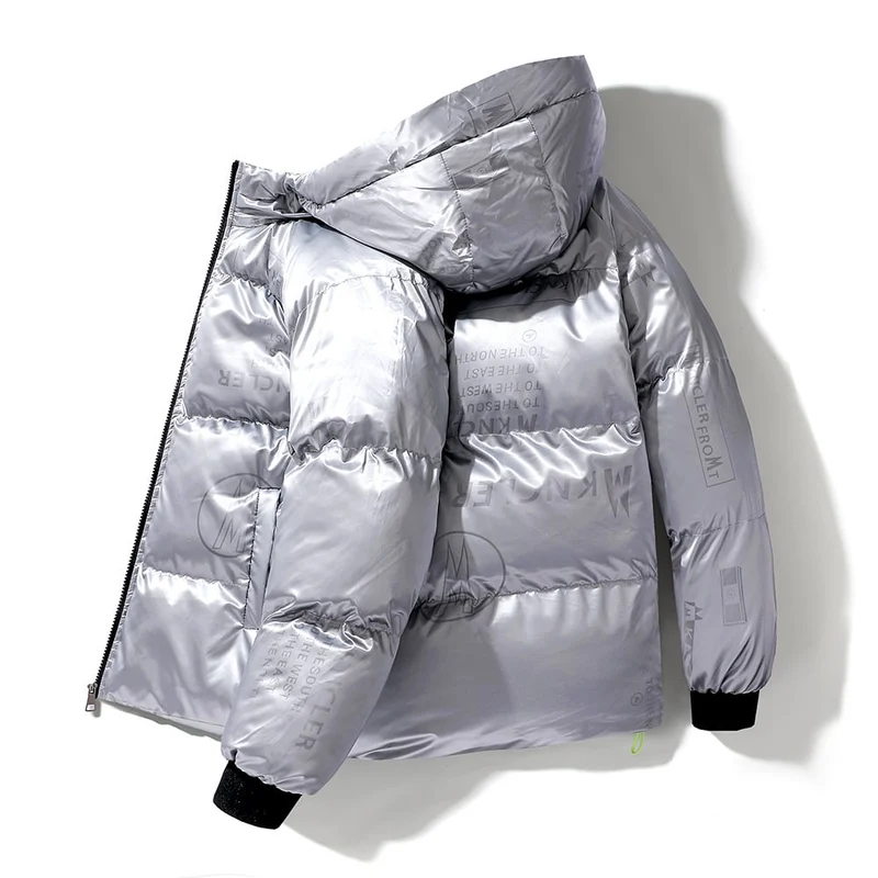 Steppjacke mit Kapuze in Vinyloptik für Männer - Lanuz