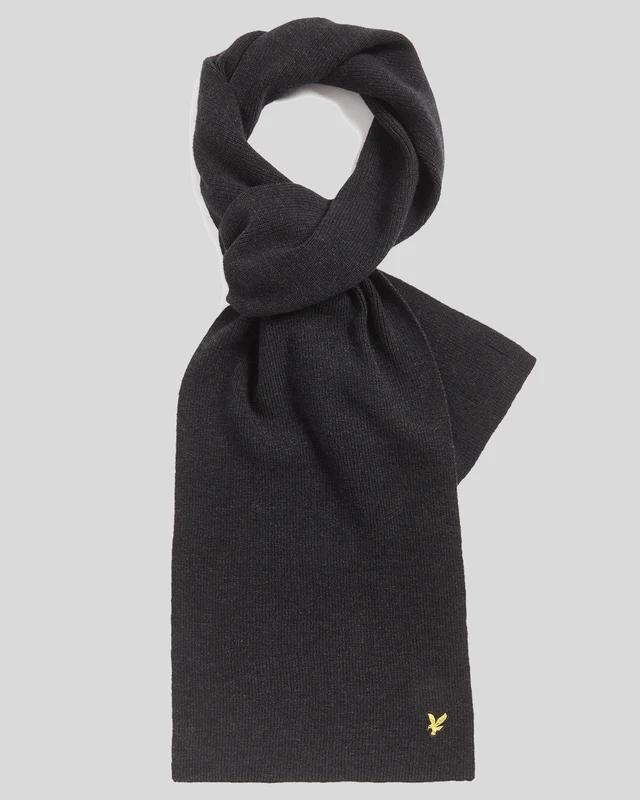 Lyle & Scott Gerippter Schal aus Lammwollmischung | Tiefschwarz meliert