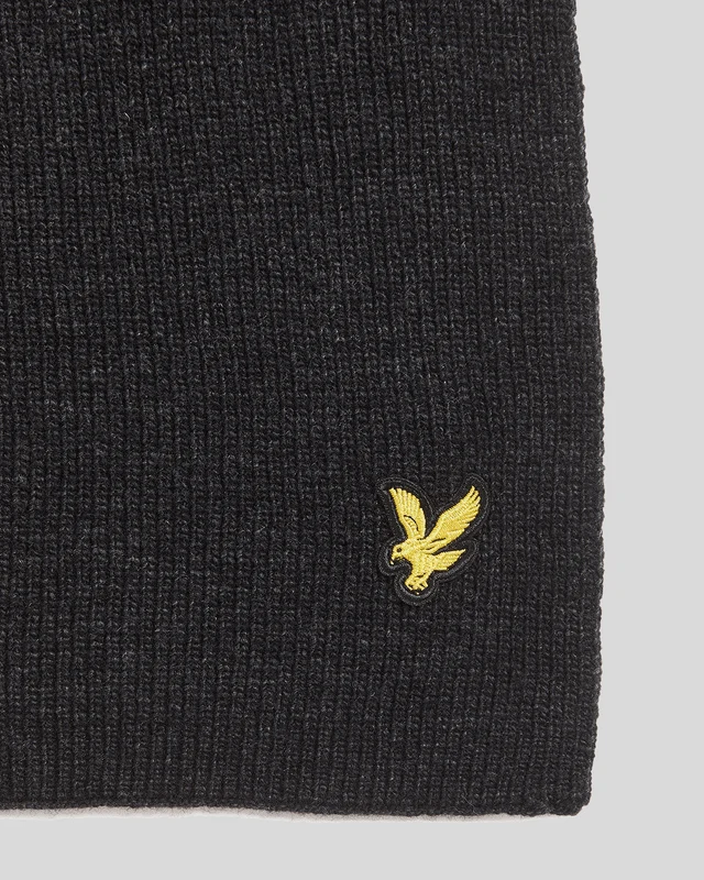 Lyle & Scott Gerippter Schal aus Lammwollmischung | Tiefschwarz meliert