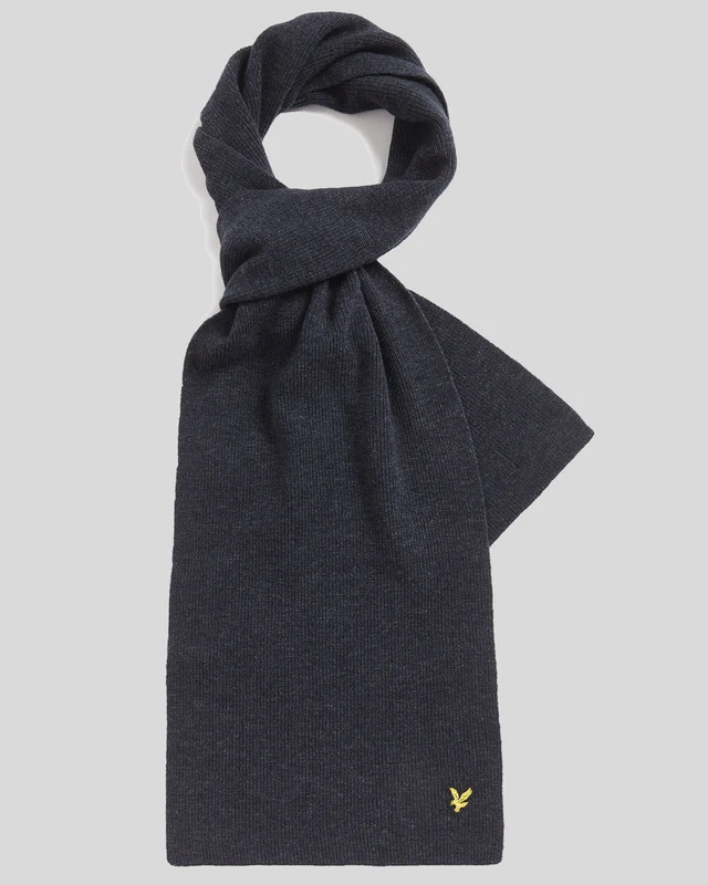 Lyle & Scott Gerippter Schal aus Lammwollmischung | Dunkelblau meliert
