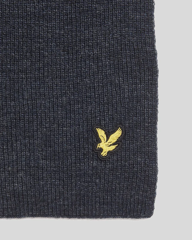 Lyle & Scott Gerippter Schal aus Lammwollmischung | Dunkelblau meliert