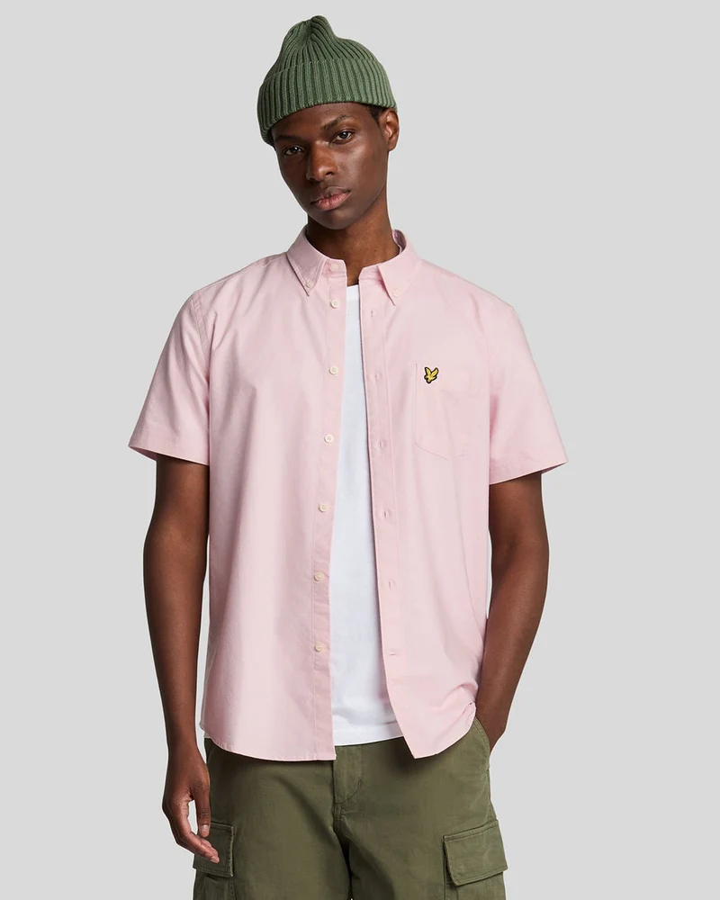 Lyle & Scott Herren-Oxfordhemd mit kurzen Ärmeln | Hellrosa