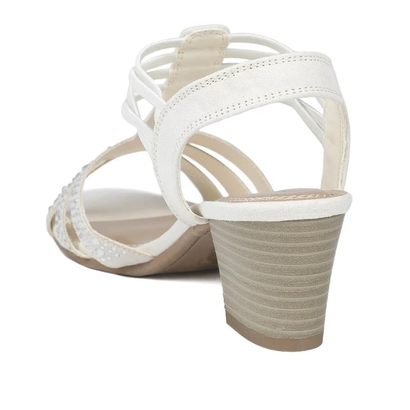 Wide Fit Embellished Strappy Sandals - PLAN43004 / 328 897 - Beige