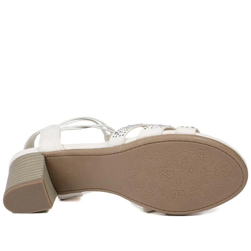 Wide Fit Embellished Strappy Sandals - PLAN43004 / 328 897 - Beige