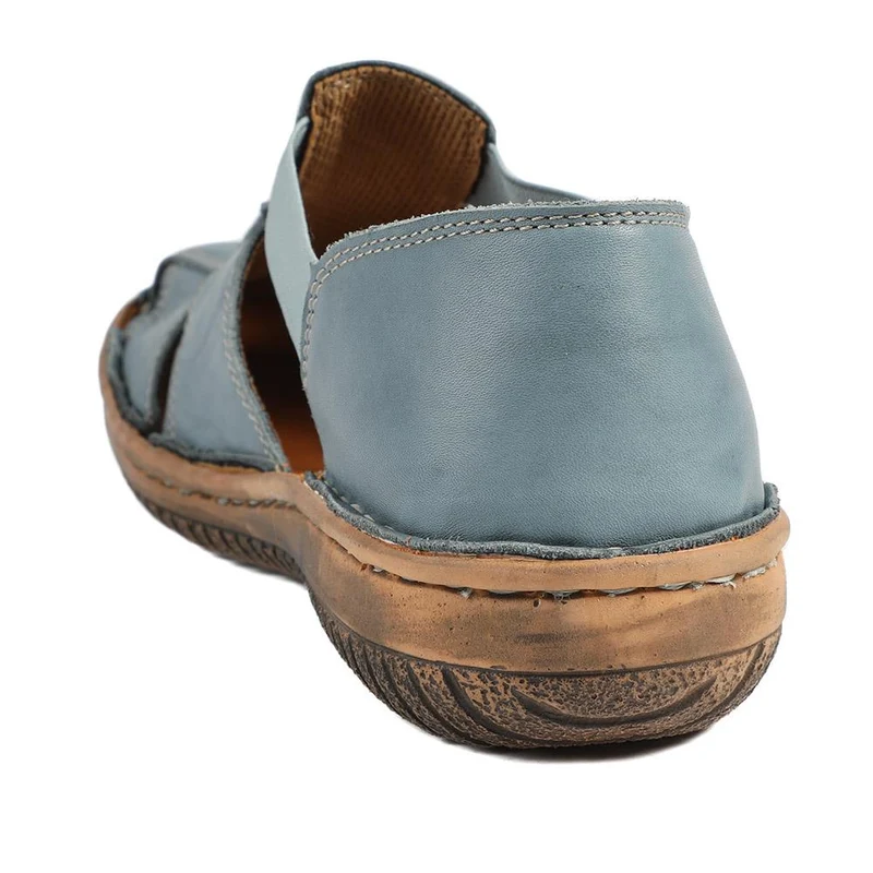 Loretta Leather Elasticated Slip On Shoes - HAK43001 / 329 375 - Denim