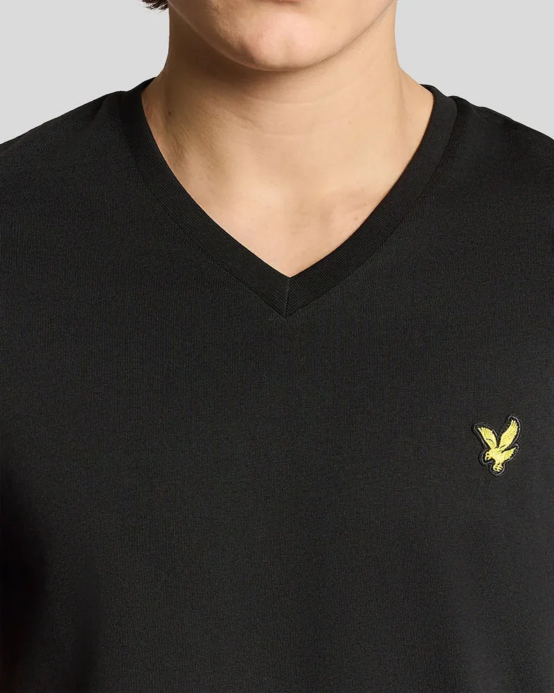 Lyle & Scott Herren-T-Shirt aus Baumwolle mit V-Ausschnitt | Tiefschwarz