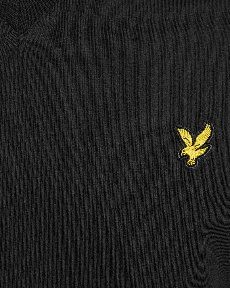 Lyle & Scott Herren-T-Shirt aus Baumwolle mit V-Ausschnitt | Tiefschwarz