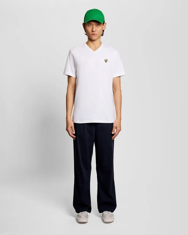 Lyle & Scott Herren-T-Shirt aus Baumwolle mit V-Ausschnitt | Weiß