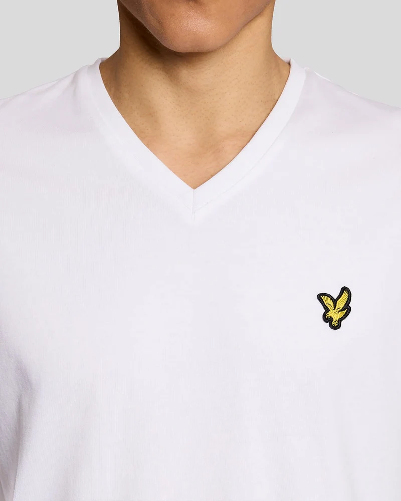 Lyle & Scott Herren-T-Shirt aus Baumwolle mit V-Ausschnitt | Weiß