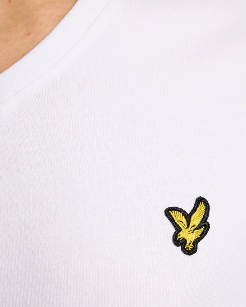 Lyle & Scott Herren-T-Shirt aus Baumwolle mit V-Ausschnitt | Weiß