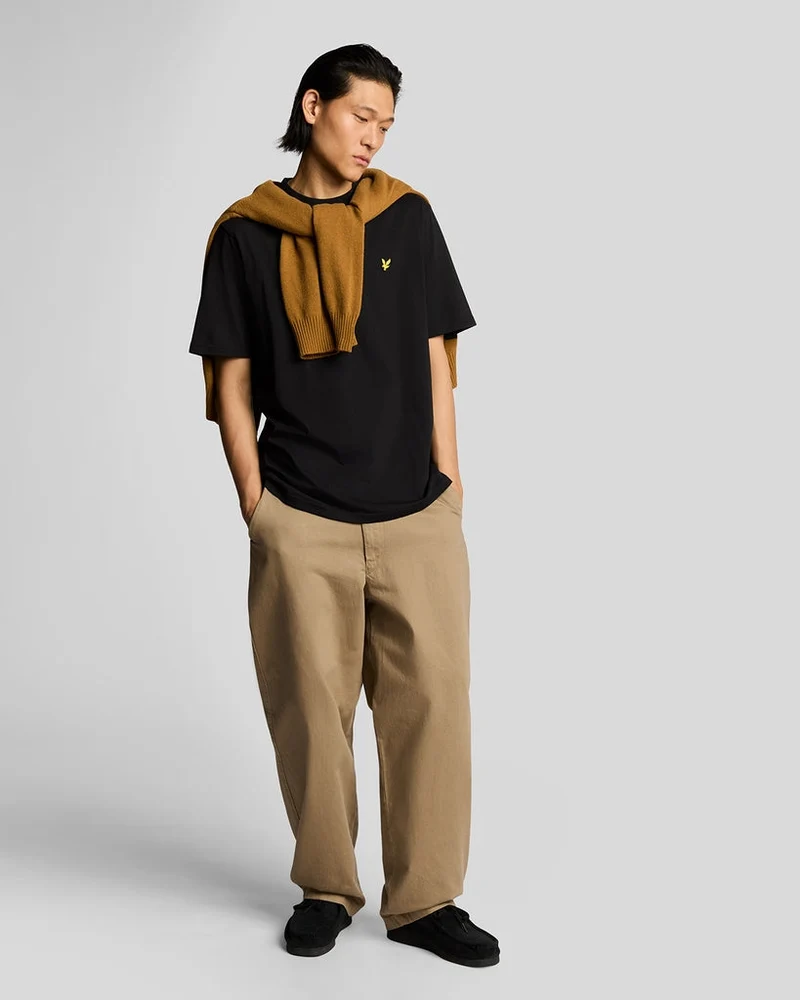 Lyle & Scott Oversize-T-Shirt aus Baumwolle für Herren mit Rundhalsausschnitt | Tiefschwarz