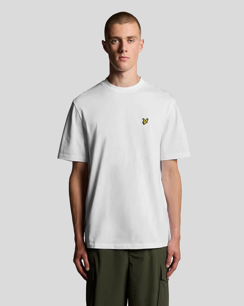 Lyle & Scott Herren Oversized Baumwoll-T-Shirt mit Rundhalsausschnitt | Weiß