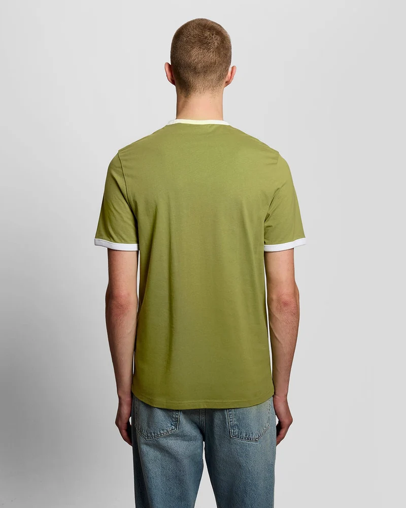 Lyle & Scott Herren-Ringer-T-Shirt | Strauchgrün Weiß