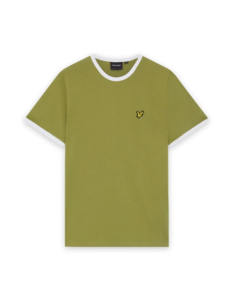 Lyle & Scott Herren-Ringer-T-Shirt | Strauchgrün Weiß