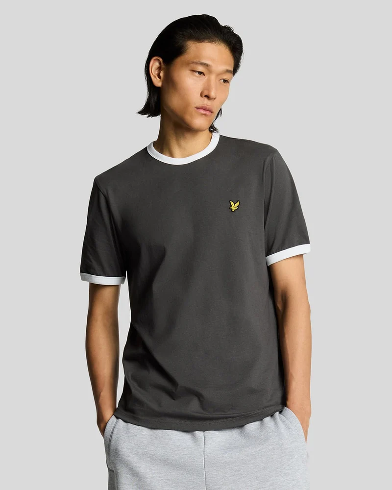 Lyle & Scott Herren-Ringer-T-Shirt | Anthrazitweiß
