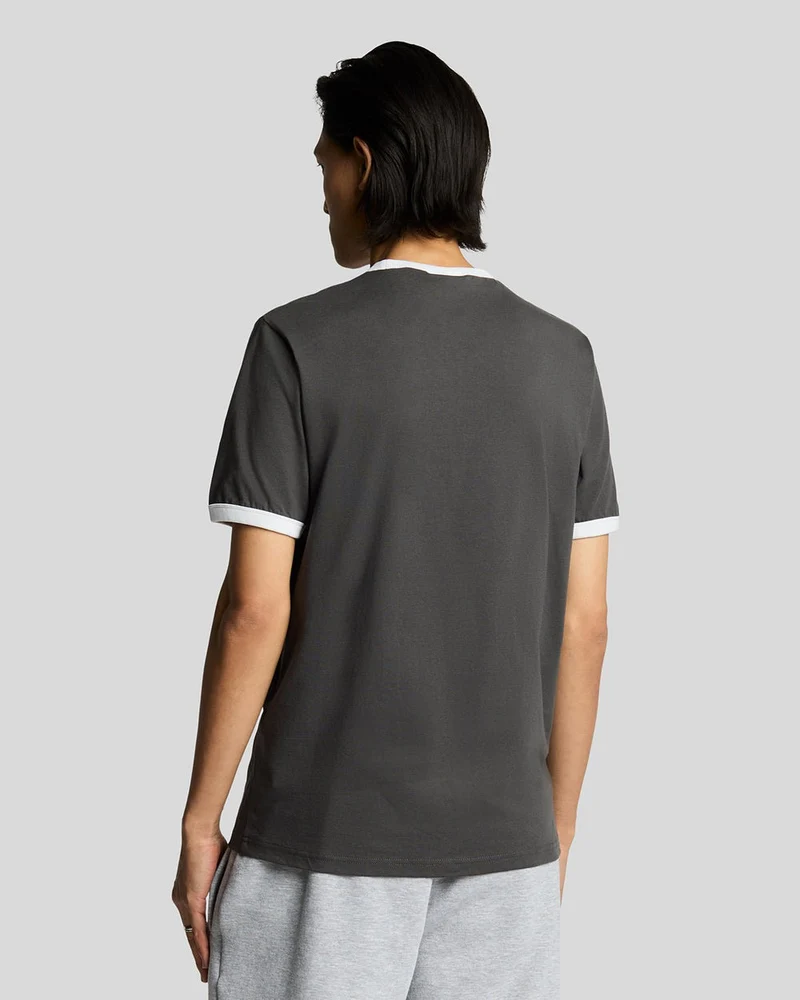 Lyle & Scott Herren-Ringer-T-Shirt | Anthrazitweiß