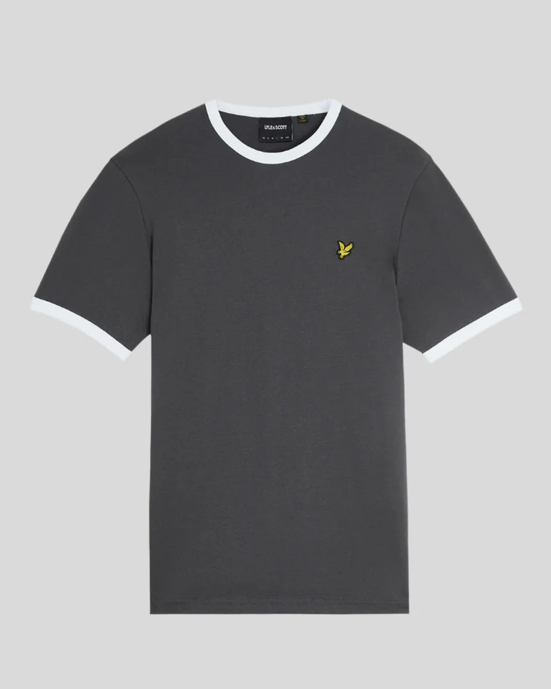 Lyle & Scott Herren-Ringer-T-Shirt | Anthrazitweiß
