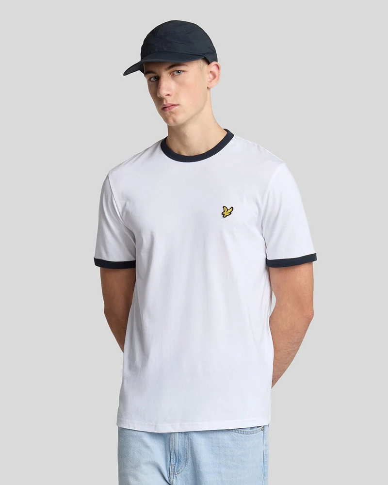 Lyle & Scott Herren-Ringer-T-Shirt | Weiß Dunkelblau