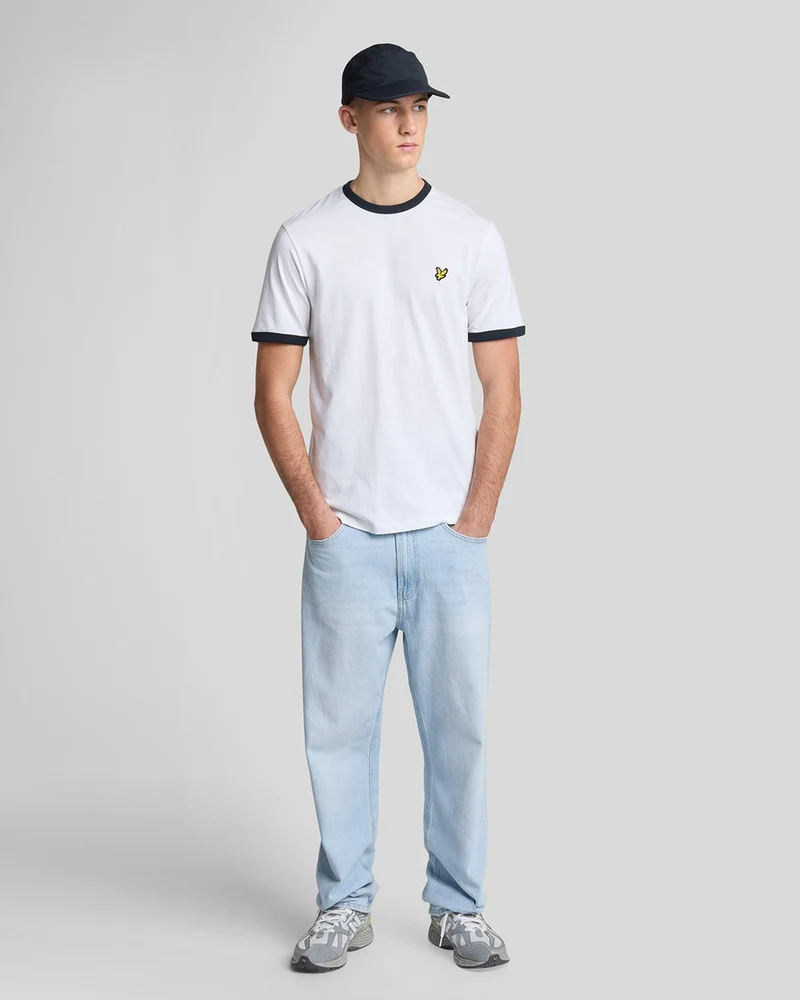 Lyle & Scott Herren-Ringer-T-Shirt | Weiß Dunkelblau